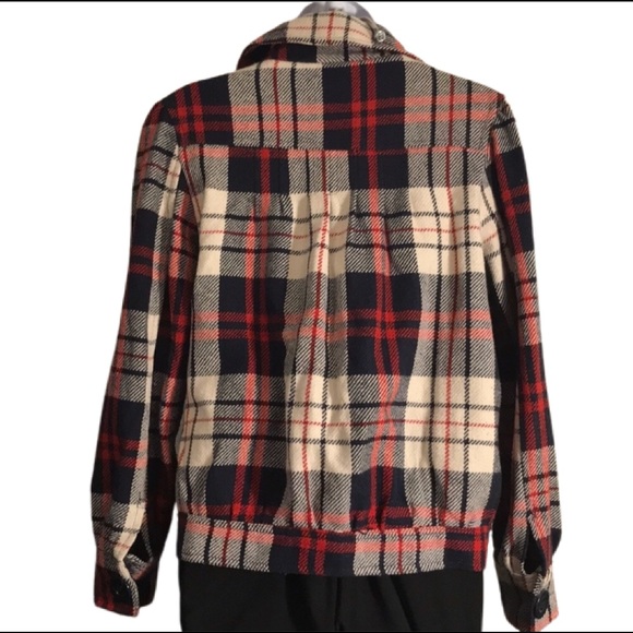 Lovely Waist Length Plaid PeaCoat - Picture 3 of 6
